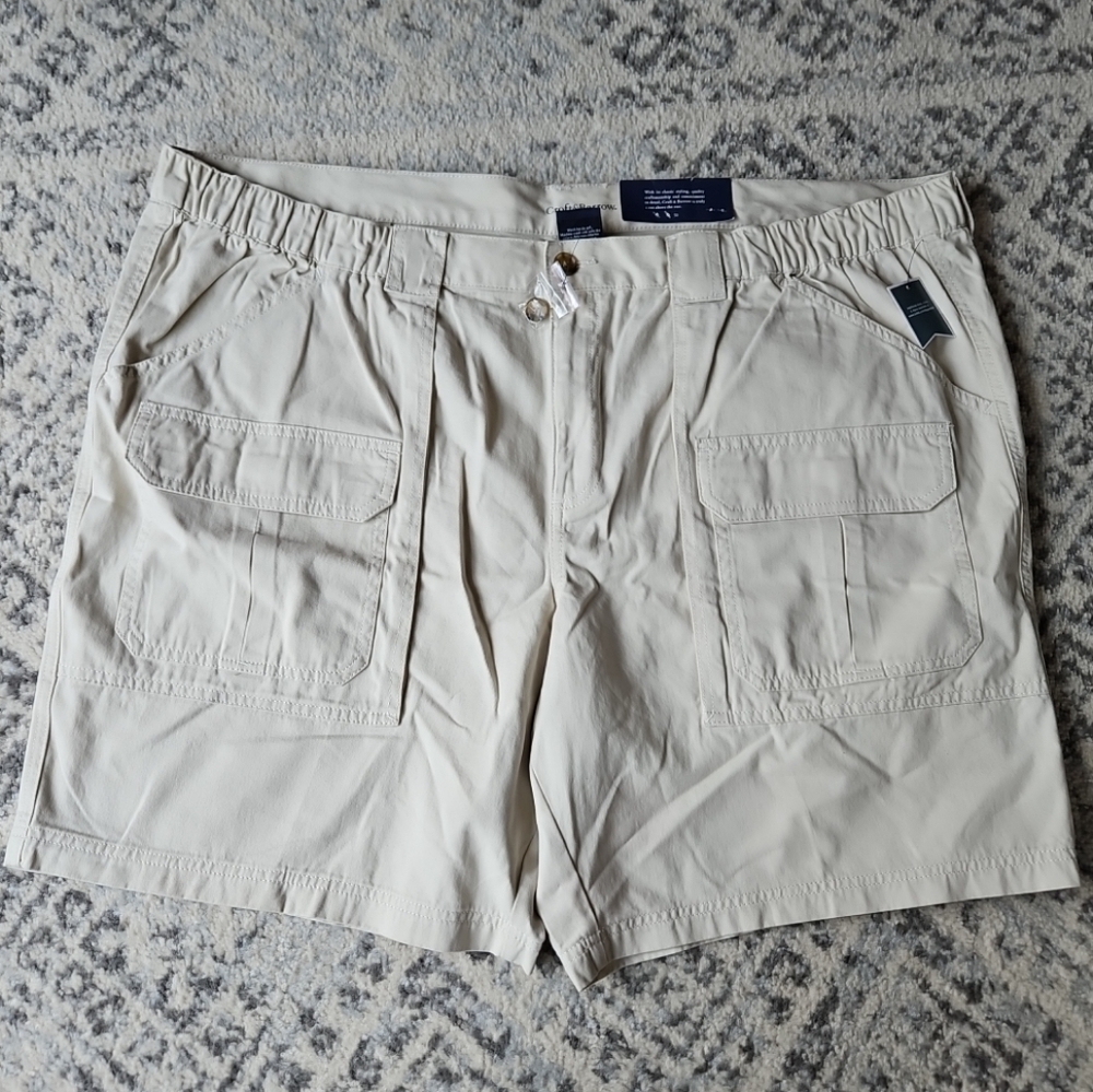 Croft & Barrow Cargo Shorts Beige Size 52 Relaxed Fit Elastic Side Men's NWT